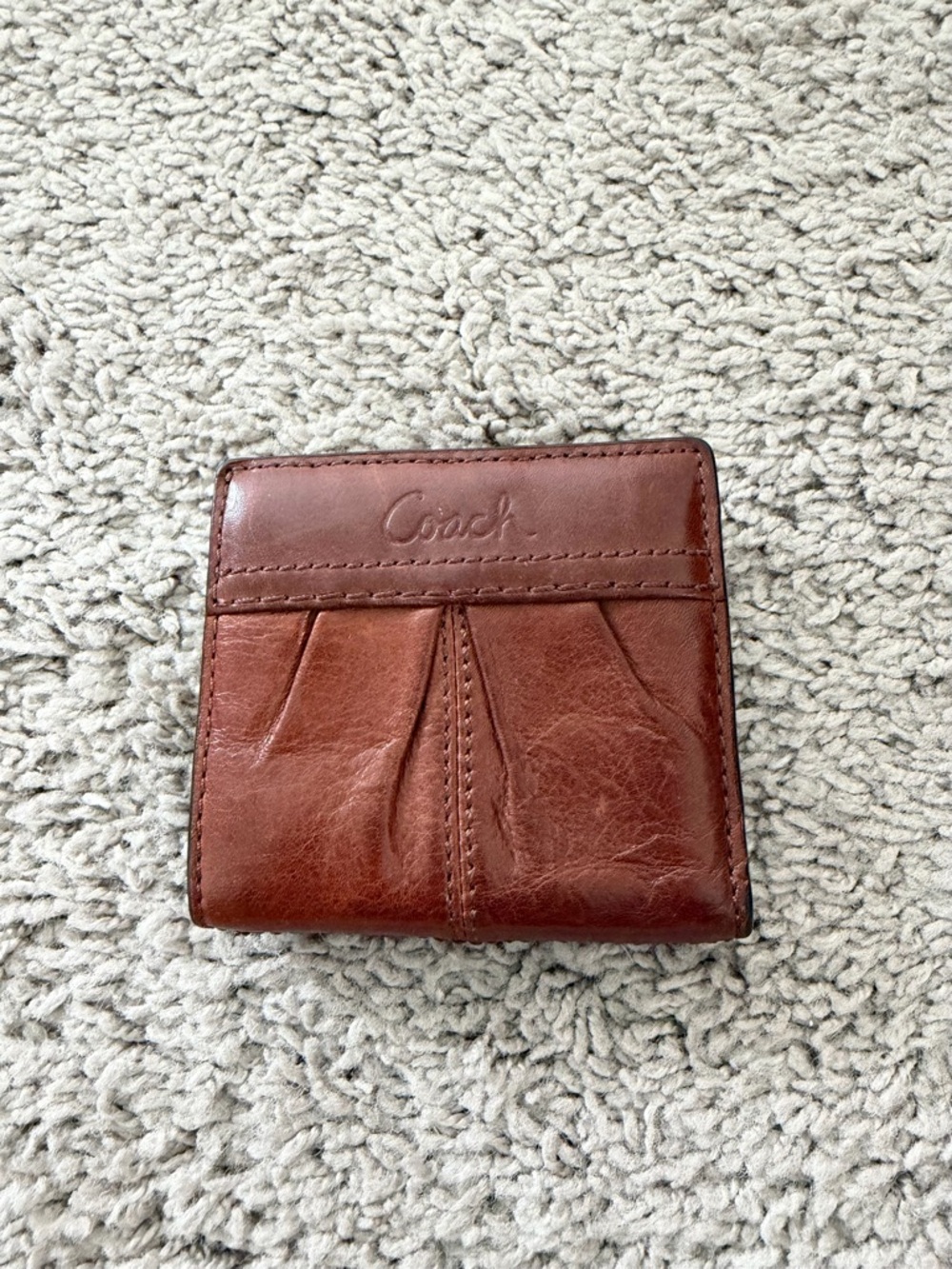 Coach Vintage Soho pleated mini wallet in brown leather
